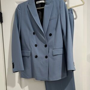 Zara Slate Blue Blazer and Trousers Set